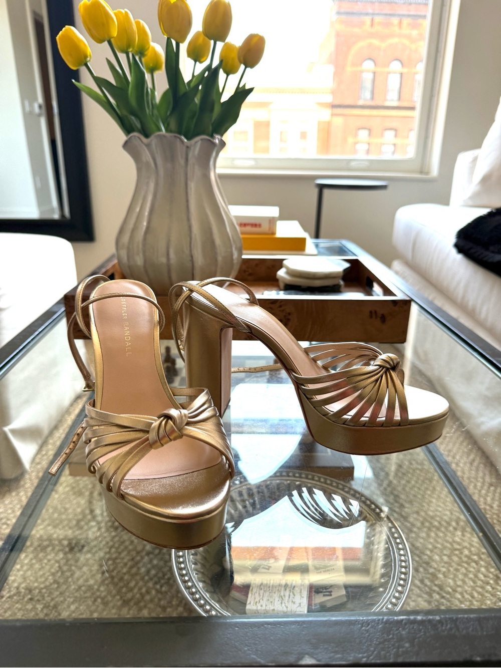 Loeffler Randall Rivka Champagne Knot Platform Heels - size 8.5 – Brand New